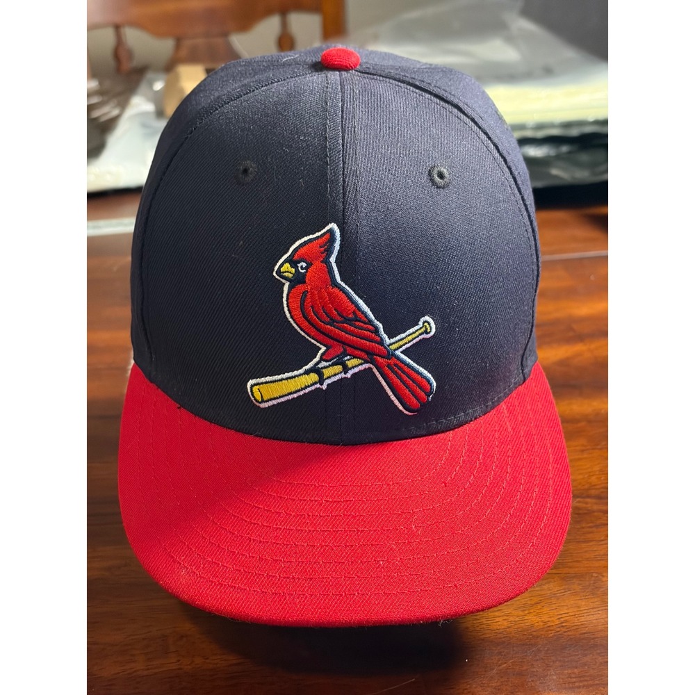New Era 59FIFTY St Louis Cardinals Hat Navy Red Fitted Size 7 1/8 MLB On Field